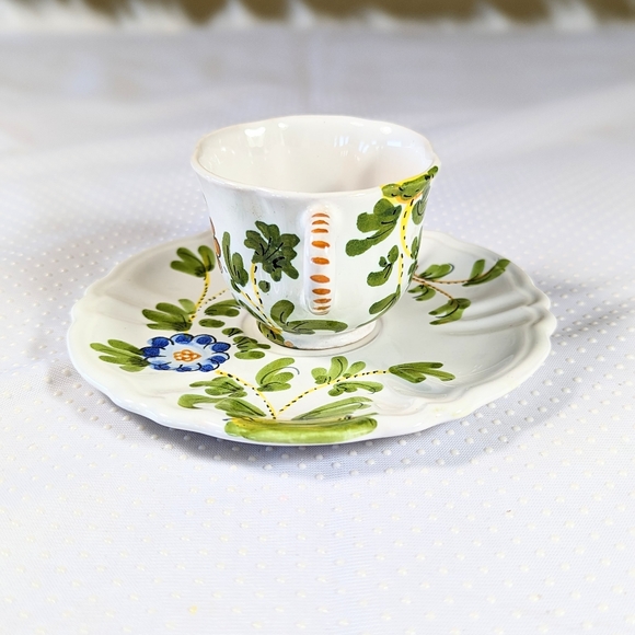 Cantagalli Vintage Majolica Teacup And Saucer Made In Italy RARE - Picture 4 of 10